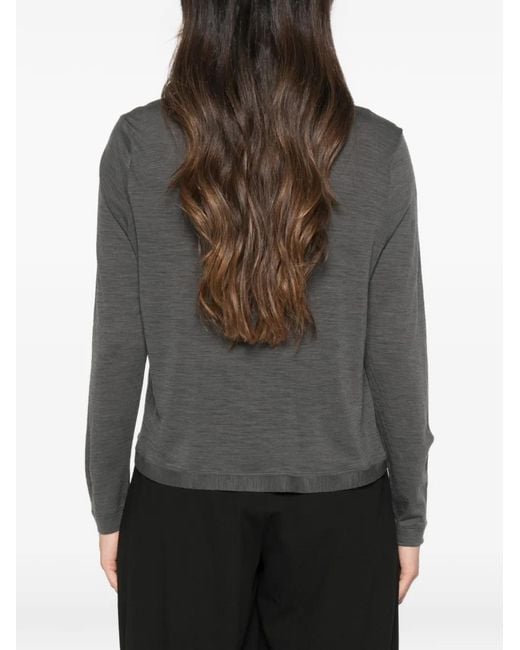 Whyci Gray Geometric-Pattern V-Neck Cardigan