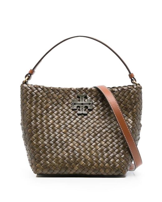 Tory Burch Small Mcgraw Woven Bucket Bag in Green Lyst Canada