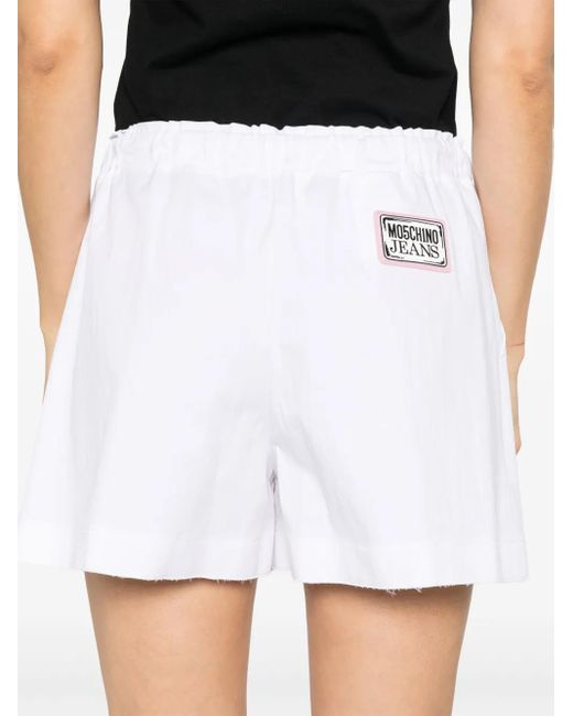 Shorts Con Logo Gommato di Moschino in White