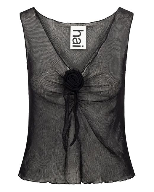 Hai Gigi ローズトリム Vネックトップ Black