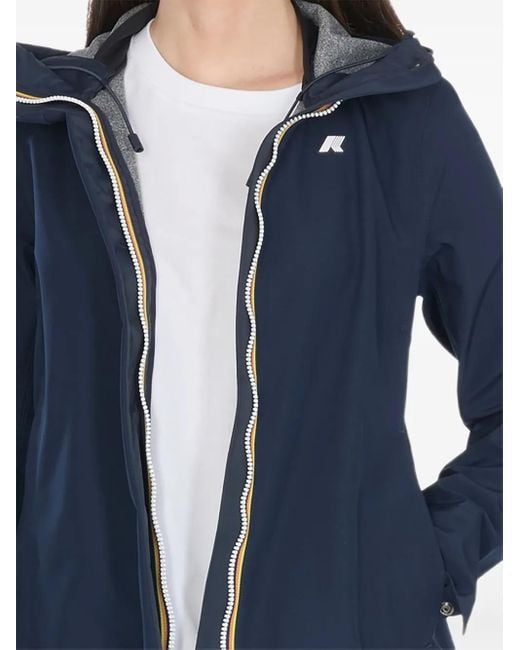K-Way Blue Madalina Hooded Logo Jacket