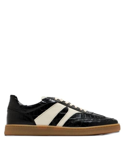 Collegium Black Pillar Court Iii Crocodile-Effect Panelled Sneakers for men