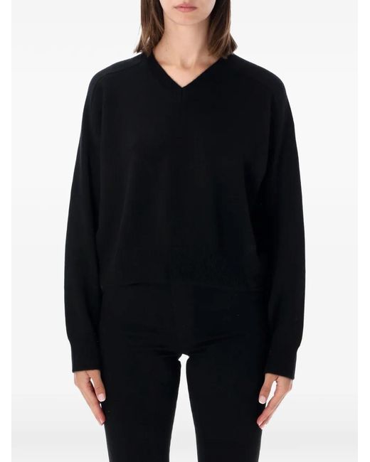 Loulou de Saison Black Anzor Lds V-Neck Ribbed-Trim Sweater