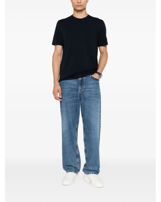 Corneliani Black Logo-Patch T-Shirt for men