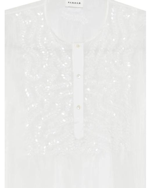 P.A.R.O.S.H. White Sequin Blouse