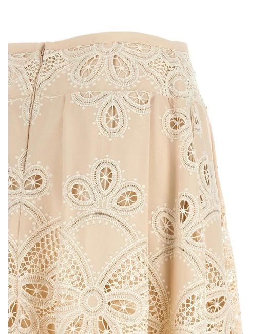 Elie Saab White Jupe Longue À Broderies