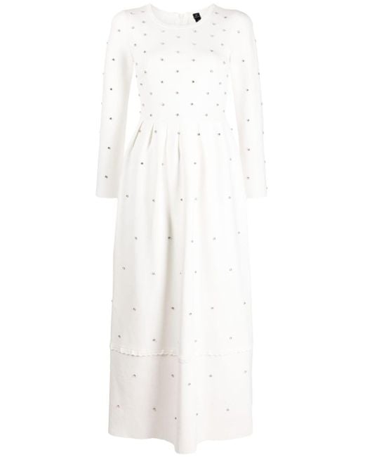 Needle & Thread White Crystal-embellished Knit Gown