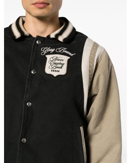 Rhude Black Logo-Embroidered Canvas Bomber Jacket for men