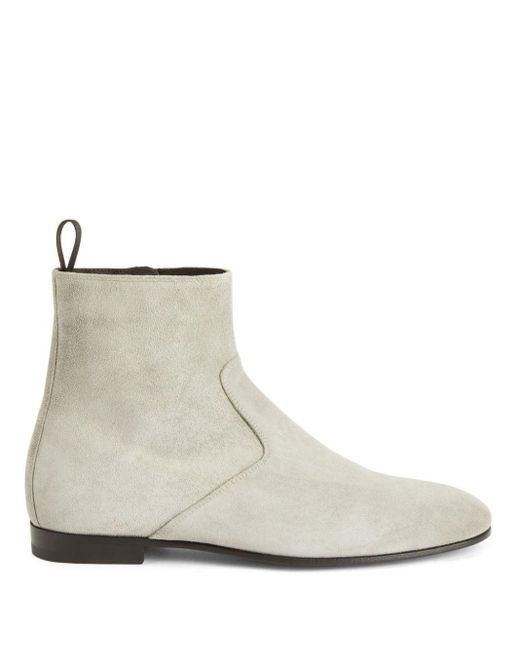 Giuseppe Zanotti White Ron Suede Ankle Boots for men
