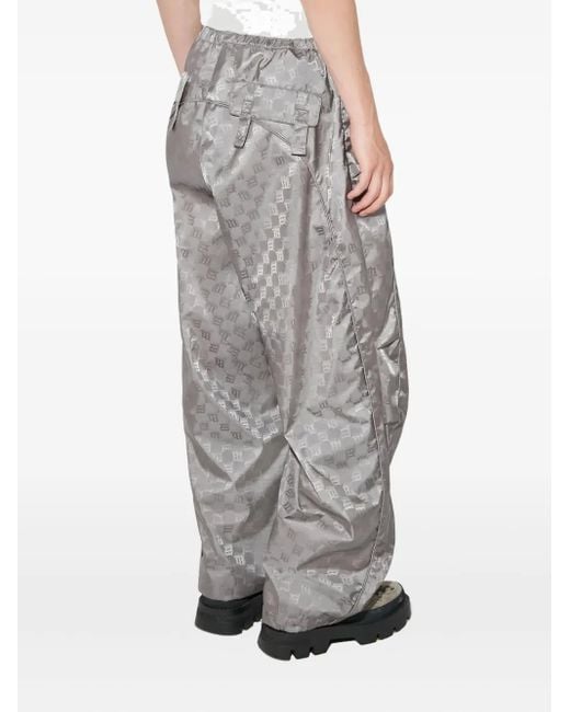 M I S B H V Gray Monogram-Patterned Trousers for men