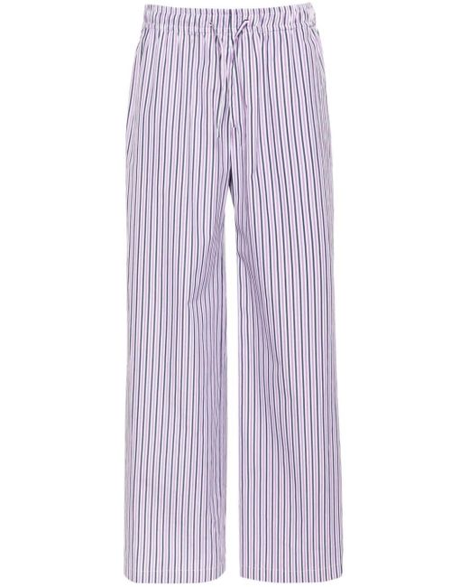 Palm Angels Purple Logo-tag Striped Straight Trousers