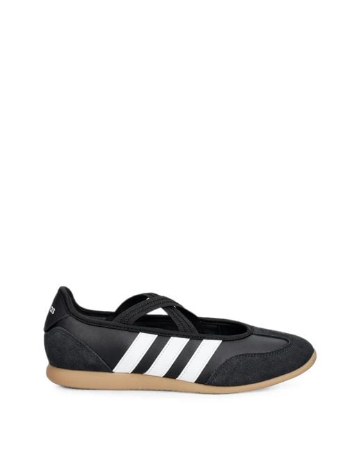 Adidas Black Barreda Mary Jane Cross-Strap Ballet Flats