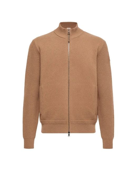 Moncler Brown High-Neck Zip-Up Cardigan for men