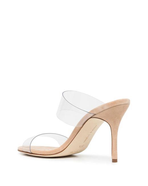 Manolo Blahnik White Scolto 90Mm Slip-On Sandals