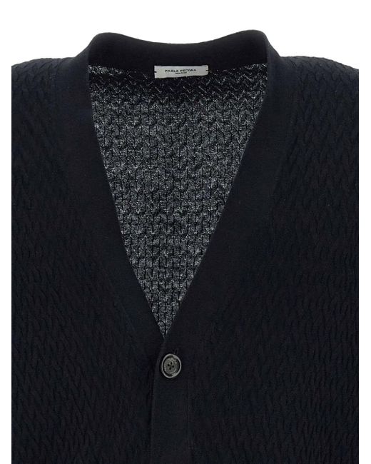 Paolo Pecora Blue Cotton Cardigan for men
