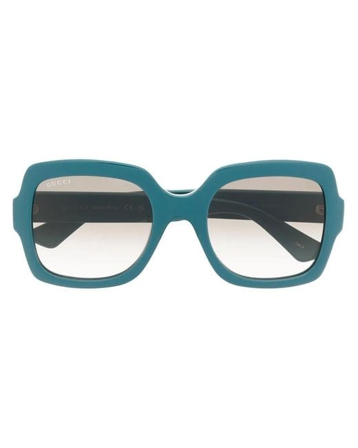 Gucci Blue Oversized Square-Frame Sunglasses