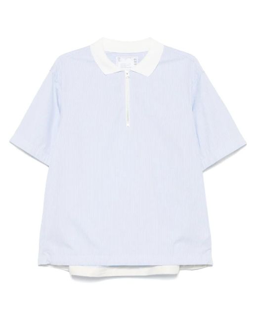 メンズ Sacai ストライプ ポロシャツ White