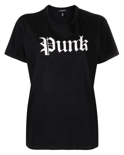 R13 Black Punk-Print Cotton T-Shirt