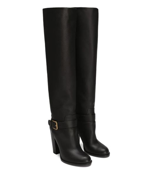Dolce & Gabbana Black Leather Knee-High Boots