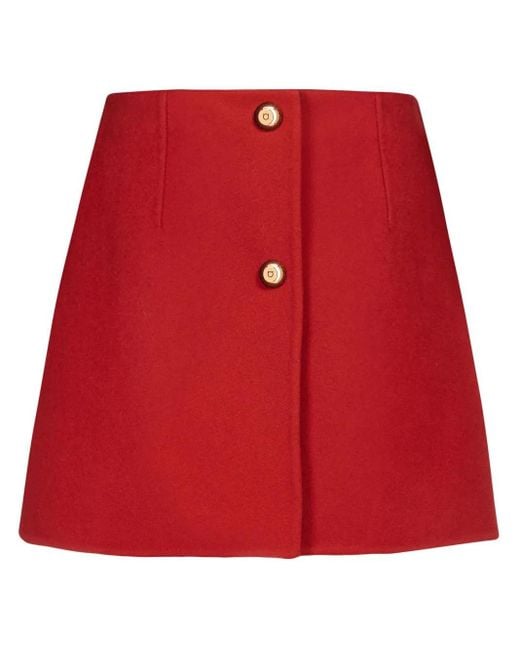 Ferragamo Red Cashmere-Blend A-Line Mini Skirt