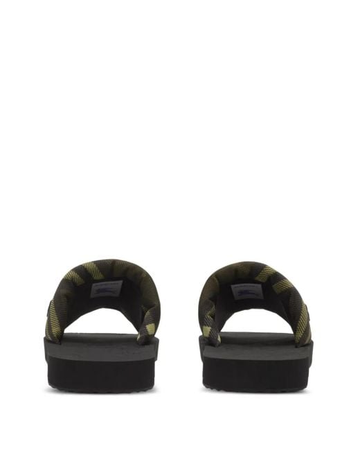 Burberry Black Check Trek Slides for men