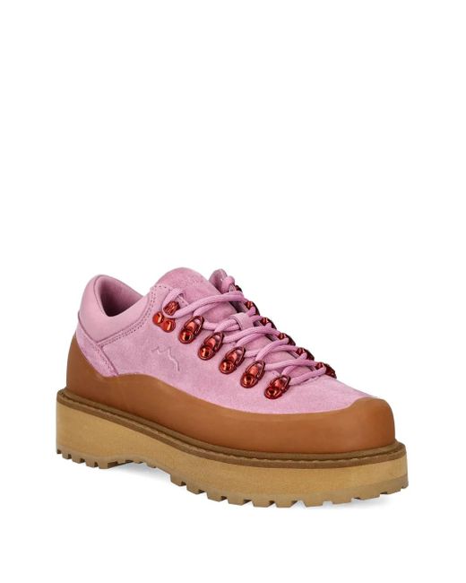 Diemme Pink Cornaro Gomma Lace-Up Suede Boots