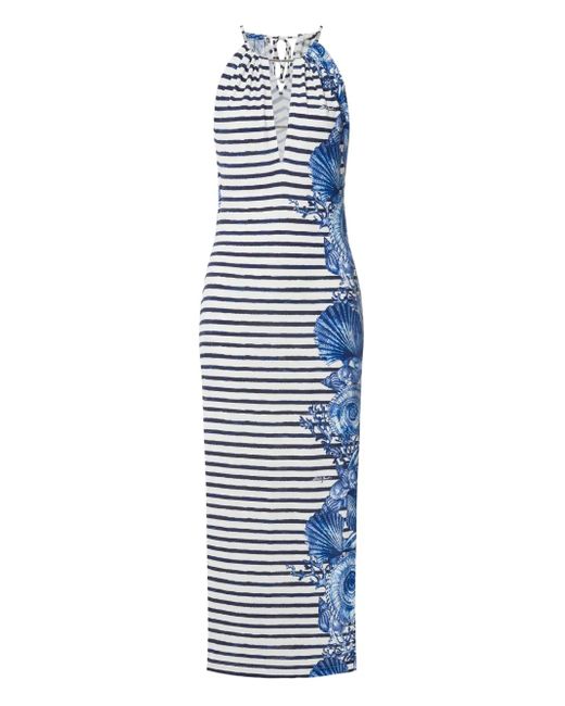 Alberta Ferretti Women's Blue Striped Dress Alberta Ferretti Women's Blue Striped Dress