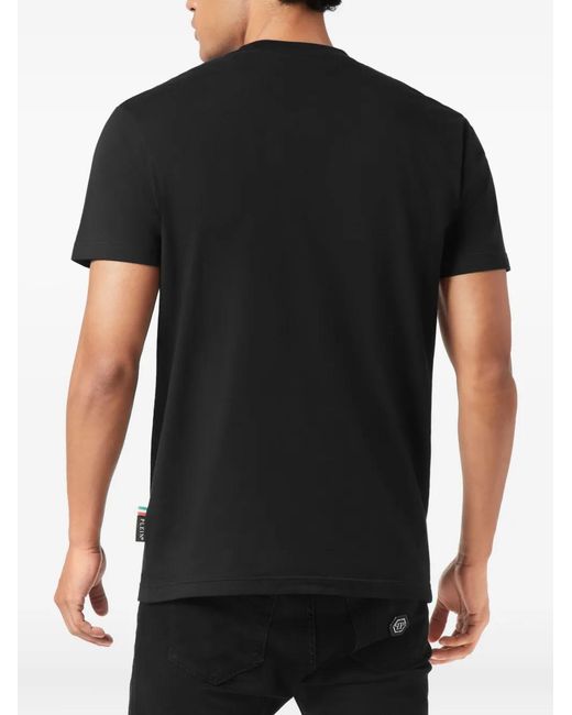 Philipp Plein Black Fox-Patch T-Shirt for men