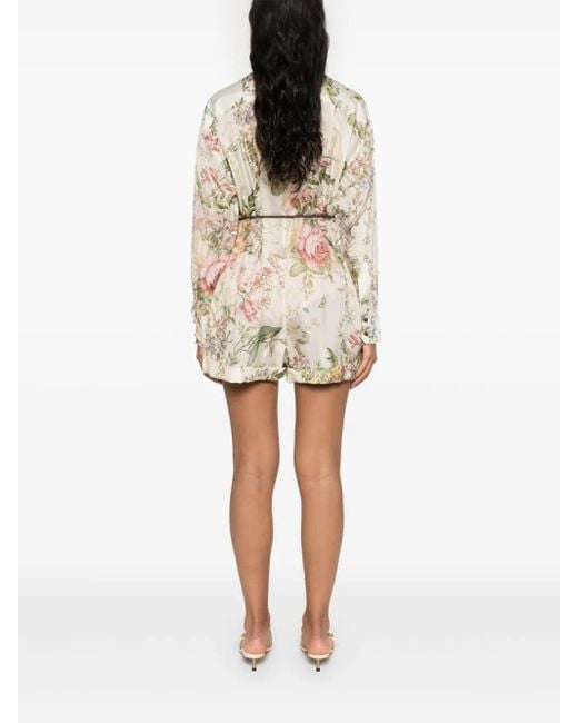 Zimmermann Waverly シルクシャツジャンプスーツ Natural