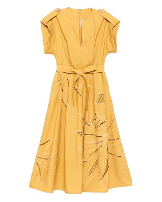 Abito Midi Con Ricamo di Elie Saab in Yellow