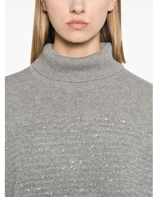 Pull Rayé À Col Roulé Twinset en coloris Gray