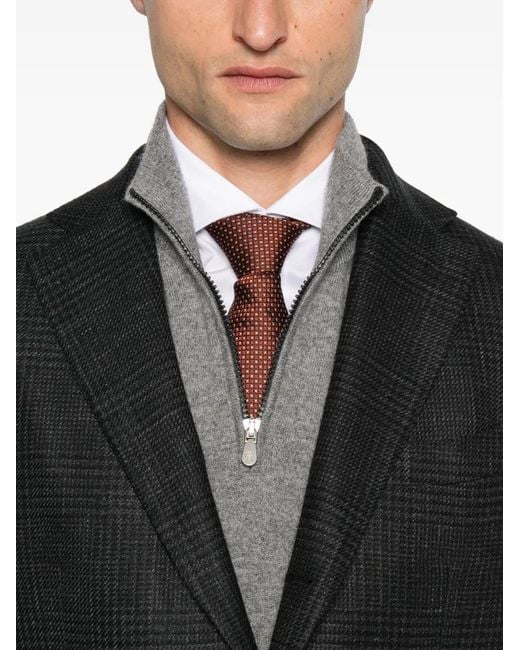 Eleventy Black Checked Single-Breasted Suit for men