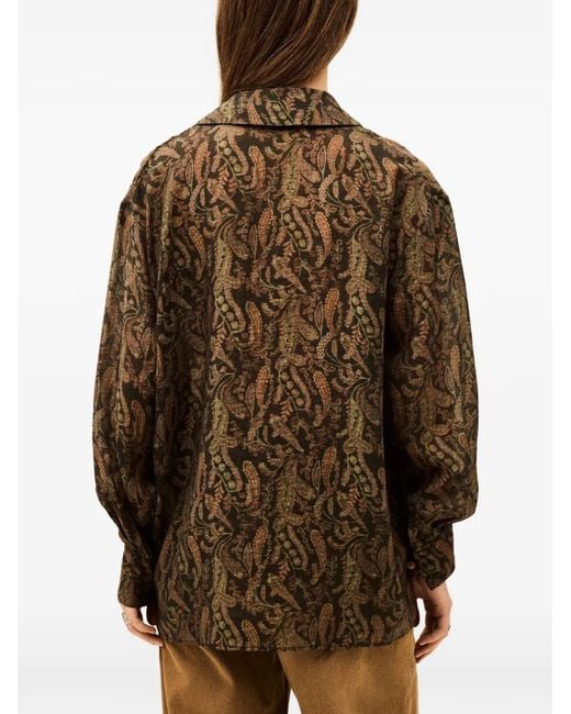 Ba&sh Brown Tao Paisley-Pattern Chest-Pocket Shirt