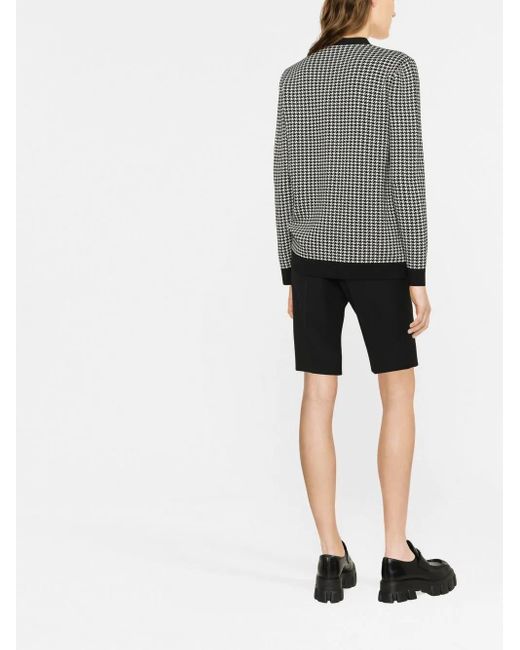 Ralph Lauren Black Houndstooth Single-Breasted Cardigan