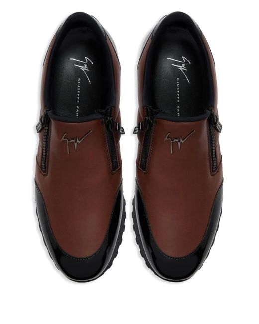 Giuseppe Zanotti Brown Ilde Run Double-Zip Low-Top Sneakers for men
