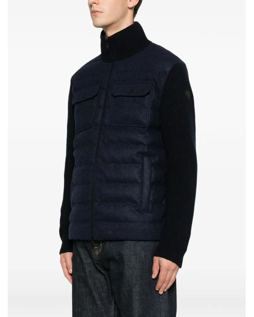 Moncler Blue Knit Padded Front Jacket for men