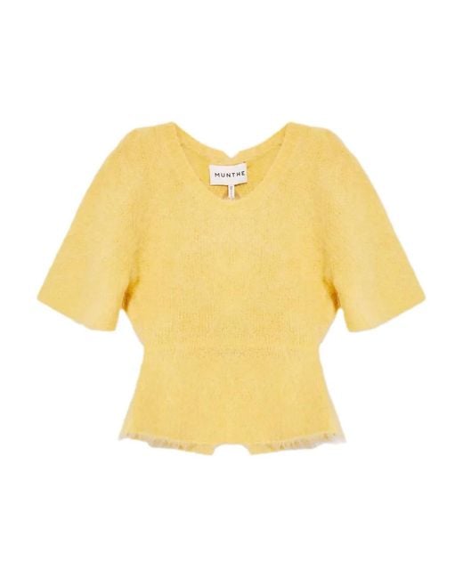 Munthe Yellow Rylaine Bow-Back Knit T-Shirt