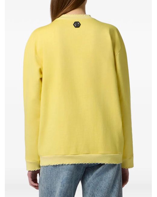Philipp Plein Yellow Embellished Sweatshirt