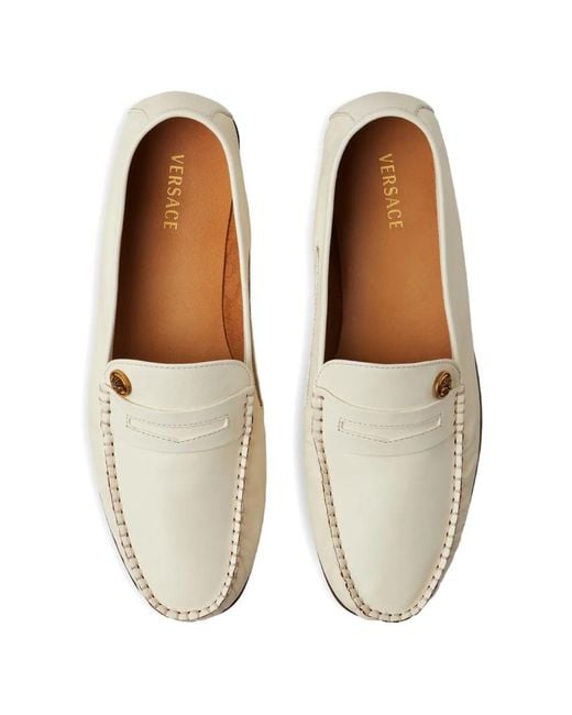Versace White Guanto Leather Loafers for men