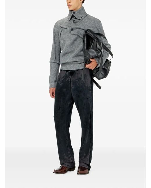 DIESEL Black Devoré-Effect Chenille Track Pants for men