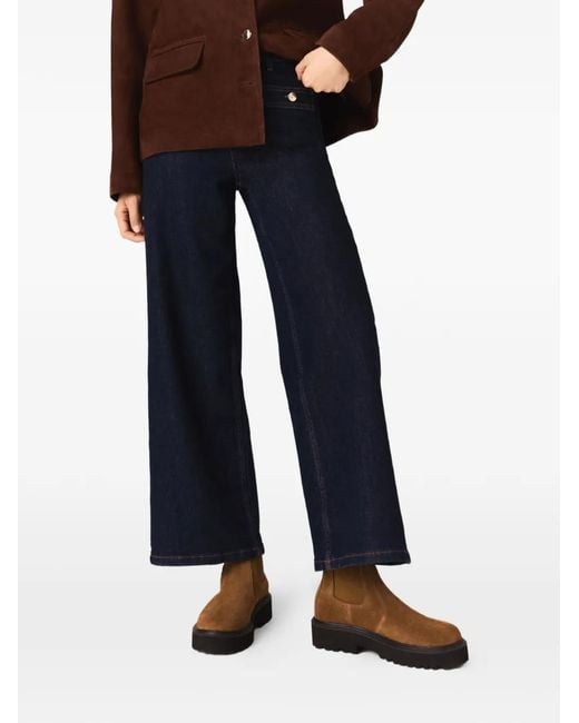 Maje Blue Patch-Pocket Cropped Jeans