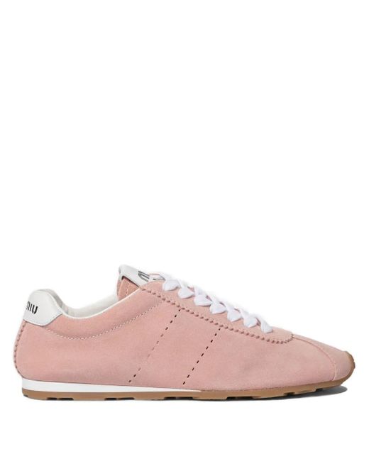 Zapatillas de ante con perforaciones Miu Miu de color Pink