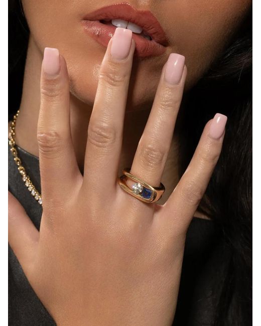UNIFORM OBJECT Metallic Impact Sapphire And Diamond Ring