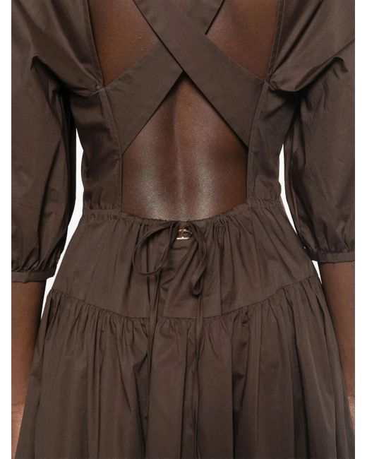 Twinset Brown Poplin Midi Dress
