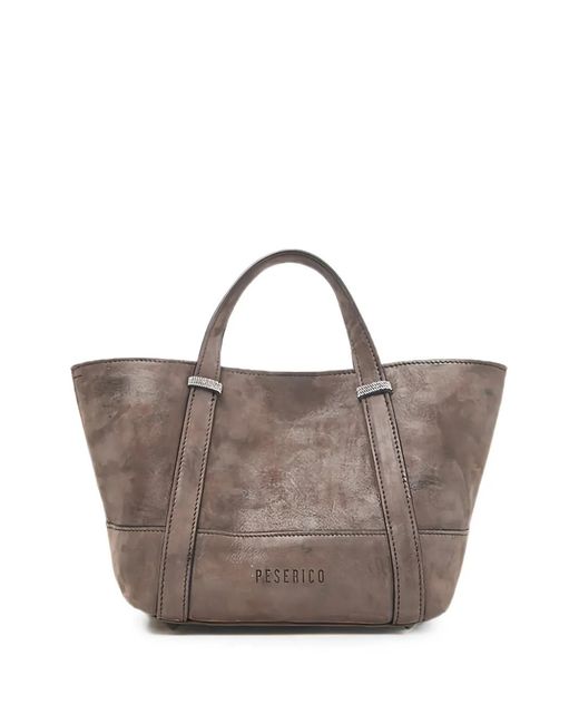 Peserico Brown Leather Tote Bag