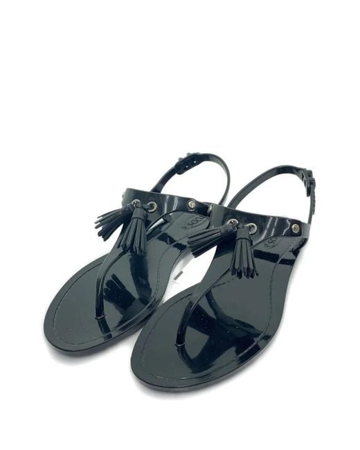 Tod's Blue Tassel-Embellished Flat Sandals