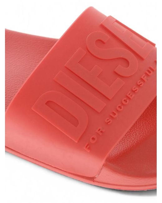 DIESEL Pink Sa-Mayemi Embossed-Logo Slides