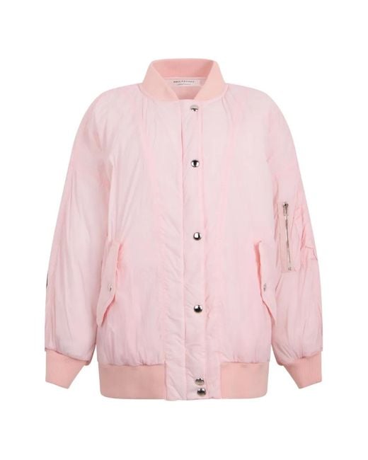 Philosophy Di Lorenzo Serafini Pink Button-Fastening Bomber Jacket