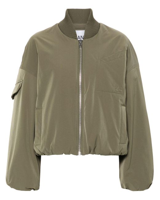 Ganni Green Twill Bomber Jacket