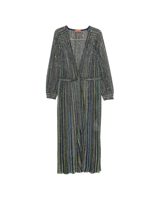 Missoni Gray Sequin-Embellished Striped Cardigan